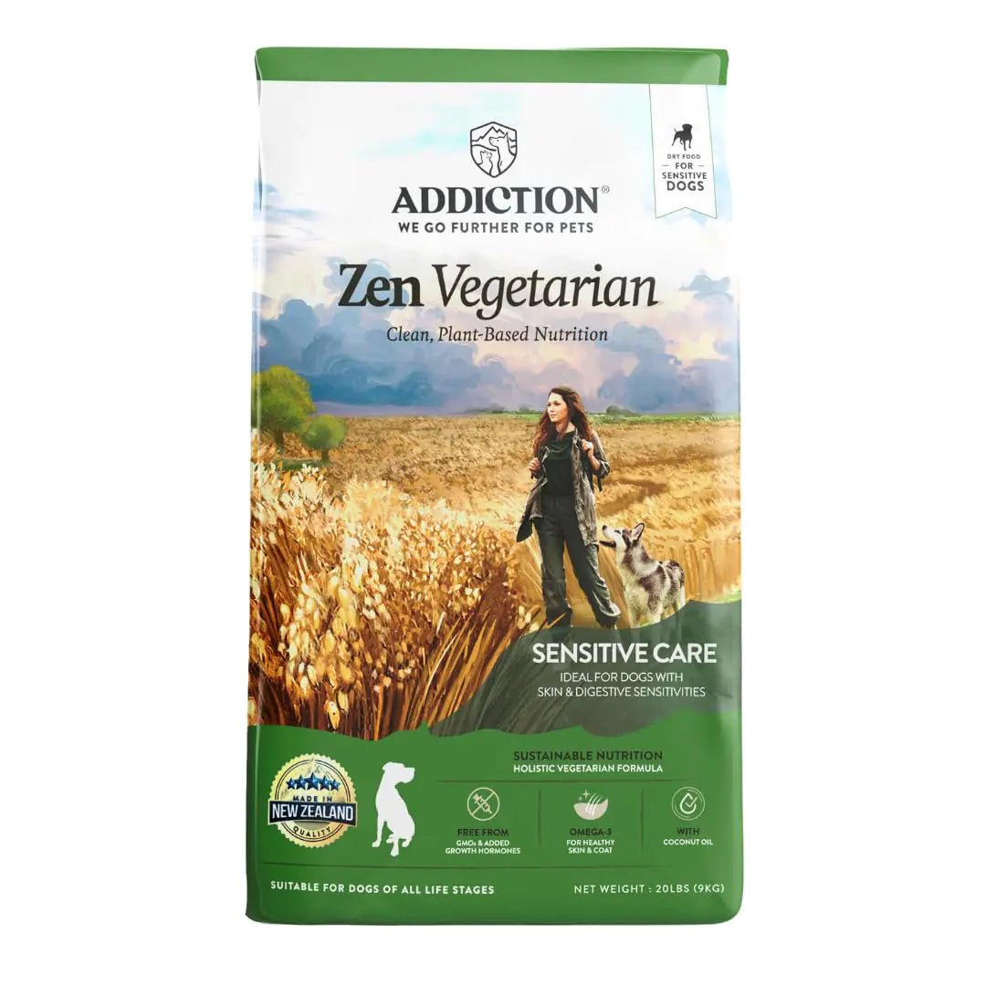 Addiction Zen Vegetarian Dry Dog Food Rich in Isoflavones and Antioxidants Vegetarian Dog Food Crafted in New Zealand for All Dog Life Stages 20lb