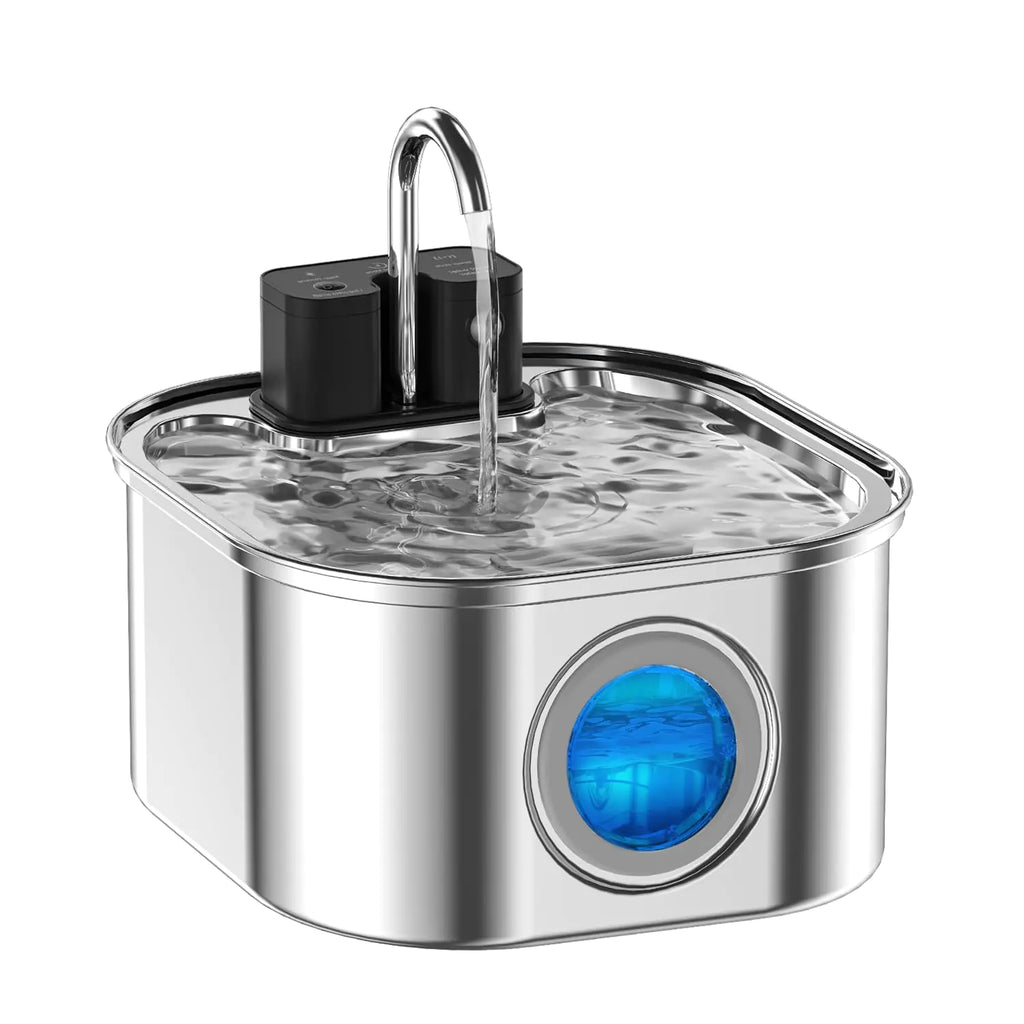 NautyPaws Wireless Cat Water Fountain，[Rechargeable & Faucet ] Stainless Steel Battery Operated Cat Water Fountain 108oz/ 3.2l Automatic Cordless Cat Fountain -Dog Fountain with 4200 Mah Battery