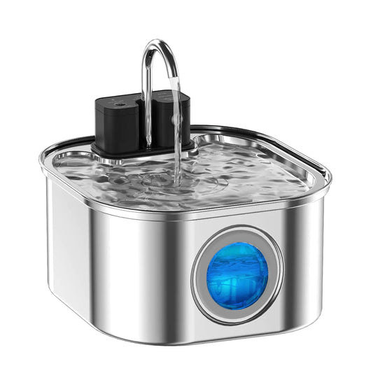 NautyPaws Wireless Cat Water Fountain，[Rechargeable & Faucet ] Stainless Steel Battery Operated Cat Water Fountain 108oz/ 3.2l Automatic Cordless Cat Fountain -Dog Fountain with 4200 Mah Battery